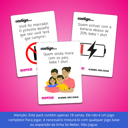 PACK COMPLEMENTAR CASTIGO (18 cartas) | Se Beber, Não Jogue