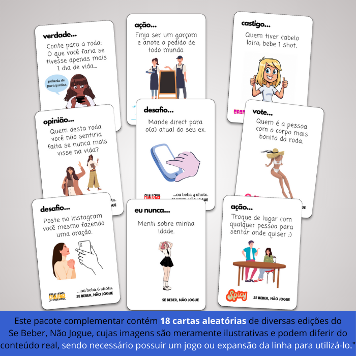 PACK COMPLEMENTAR ALEATÓRIO (18 cartas) | Se Beber, Não Jogue